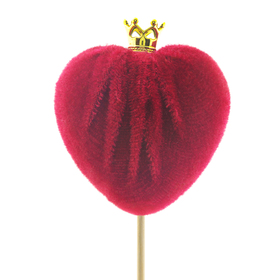 Hart Love Queen 7cm op 50cm stok rood