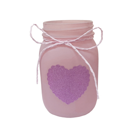 Glass jar Glitter Heart 8x13cm rosado