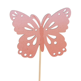 Vlinder Zazou 4cm op 10cm stok FSC* oranje