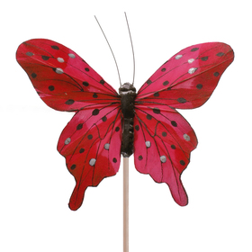 Schmetterling Tropicana 8cm auf 50cm Stick rot
