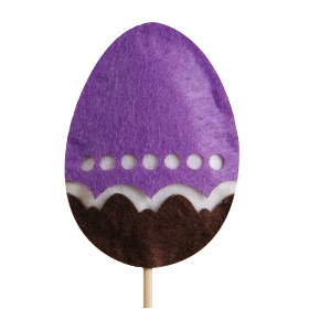 Easter Artline Felt Egg 6cm on 50cm stick purple