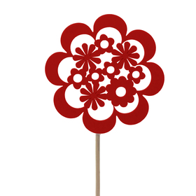 Floral Flower 3in on 20in stick FSC Mix red