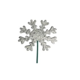 Snowflake Glitter wood 10cm on 50cm stick