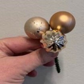 Boules de Noël Trio Mixed 3cm sur pique 8cm taupe