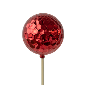 Christmas Ball Hammered 6cm on 50cm stick red