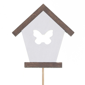 Birdhouse 6x5,5cm on 11cm stick FSC* white