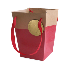 Carrybag Sealed With Love 15/15x11/11x20cm FSC* red