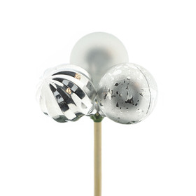 Boules de Noël Trio 3cm sur pique 10cm argent