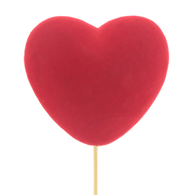 Coeur Velvet Big 12cm sur pique 50cm rouge