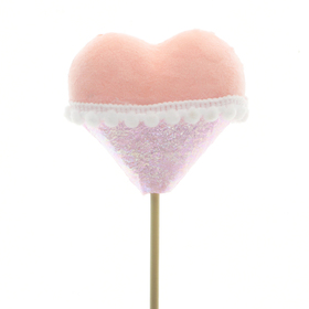 Heart Amourette 7cm on 50cm stick pink