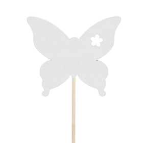 Butterfly Mary 7x6cm on 13,5cm stick FSC* white