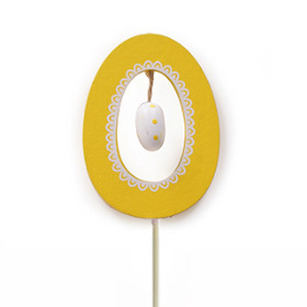 Easter Egg in Egg 7cm on 50cm stick yellow