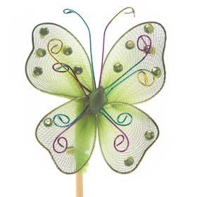 Butterfly Oriënt 7cm on 50cm stick green