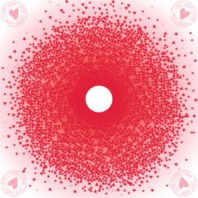 Million Hearts 24x24in red/pink with hole