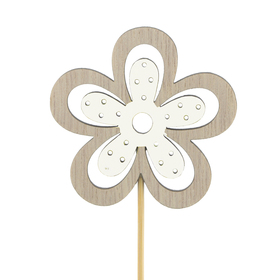 Flower Yuki 6cm on 10cm stick FSC* white