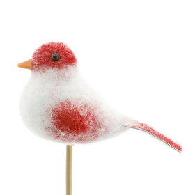 Pájaro Lisa 8,5cm en palo 50cm roja