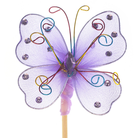 Butterfly Oriënt 7cm on 50cm stick lilac