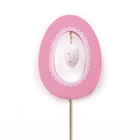 Easter Egg in Egg 7cm on 50cm stick pink