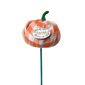 Pick Pumpkin 3in Thankful on 20in stick orange/white 