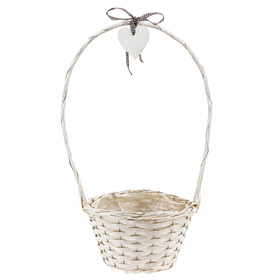 Basket Garden Heart Ø24/15xH52/15cm white