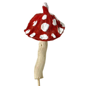 Natural mushroom 7-10cm on 50cm stick red
