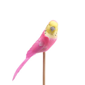 Bird Coco 14.5cm on 50cm stick pink
