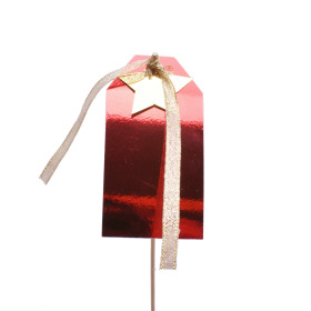 Christmas Greeting Card 10x5cm on 50cm stick red