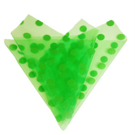 Organza Dots 20x28in green with 3in hole