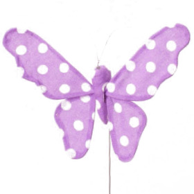 Butterfly Satin 8cm on 15cm stick lilac