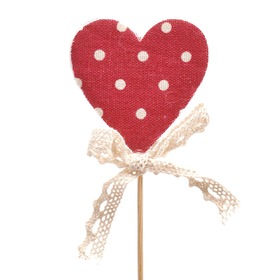 Heart Dotted Love 6,5cm op 10cm stok rood