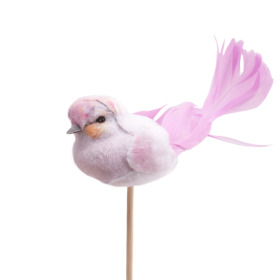 Vogel Florence 10cm op 50cm stok roze