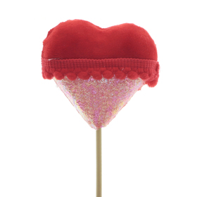 Heart Amourette 7cm on 50cm stick red