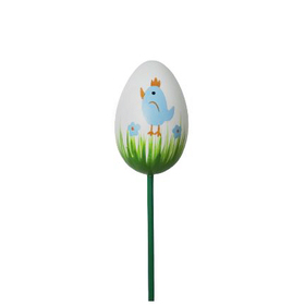 Egg with Birdie 4x6cm on 50cm stick blue