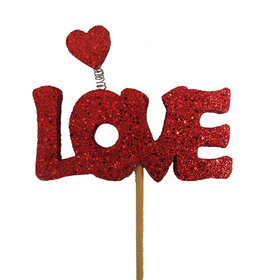 Heart Love 3.5x1.8in on 13.5in stick red