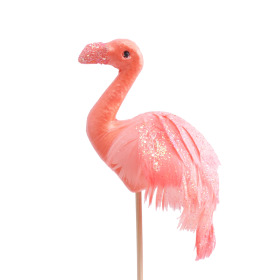 Flamingo Trizz 10x7cm auf 50cm Stick Lachs