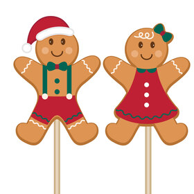 Gingerbread Boy and Girl  Assorted on 20in stick