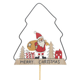 Santa in a Tree 10cm auf 50cm Stick FSC* rot
