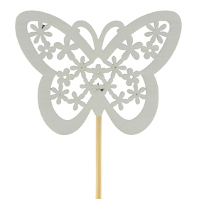 Butterfly Stacey 4.5cm on 10cm stick FSC* white