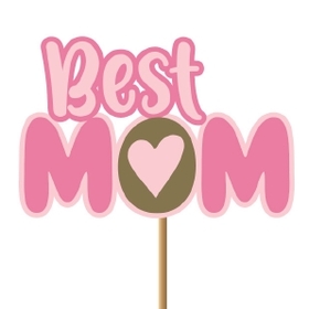 Best Mom Heart 10.5x7.5cm on 50cm stick