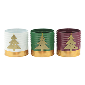 Zinc pot X-mas Party Ø12.8xH12.8cm ES12 assorted x3