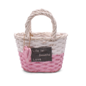 Handbag Beautiful Life 25x14H15cm pink/white