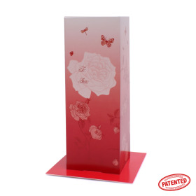 Card Vase EN Daily Garden 8.5x8.5x24cm red
