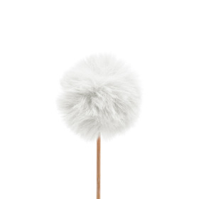 Fluffy Ball 5cm on 10cm stick white