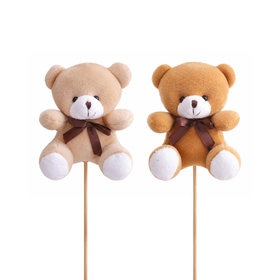 Beer Teddy 12x10cm op 50cm stok assorti x2