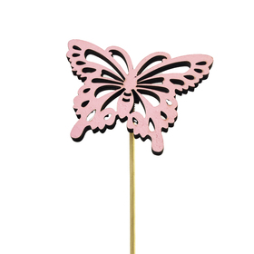 Butterfly Charm 3x2.5in on 20in stick pink