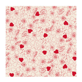 Sheet Floral Love 24x24in Pearl red H3