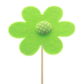 Fleur Feutrine 8cm sur pique 50cm vert
