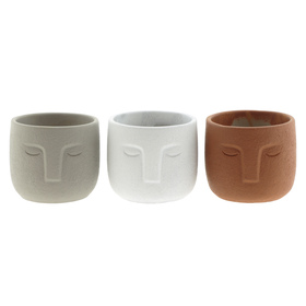 Concrete pot Face Ø10.2xH9cm ES8.5 assorted x3 (8/tray)