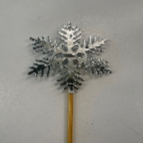 Christmas Snowflake 9cm on 50cm stick silver