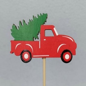 Wooden Deco Truck with Tree 8x5cm on 50cm stick